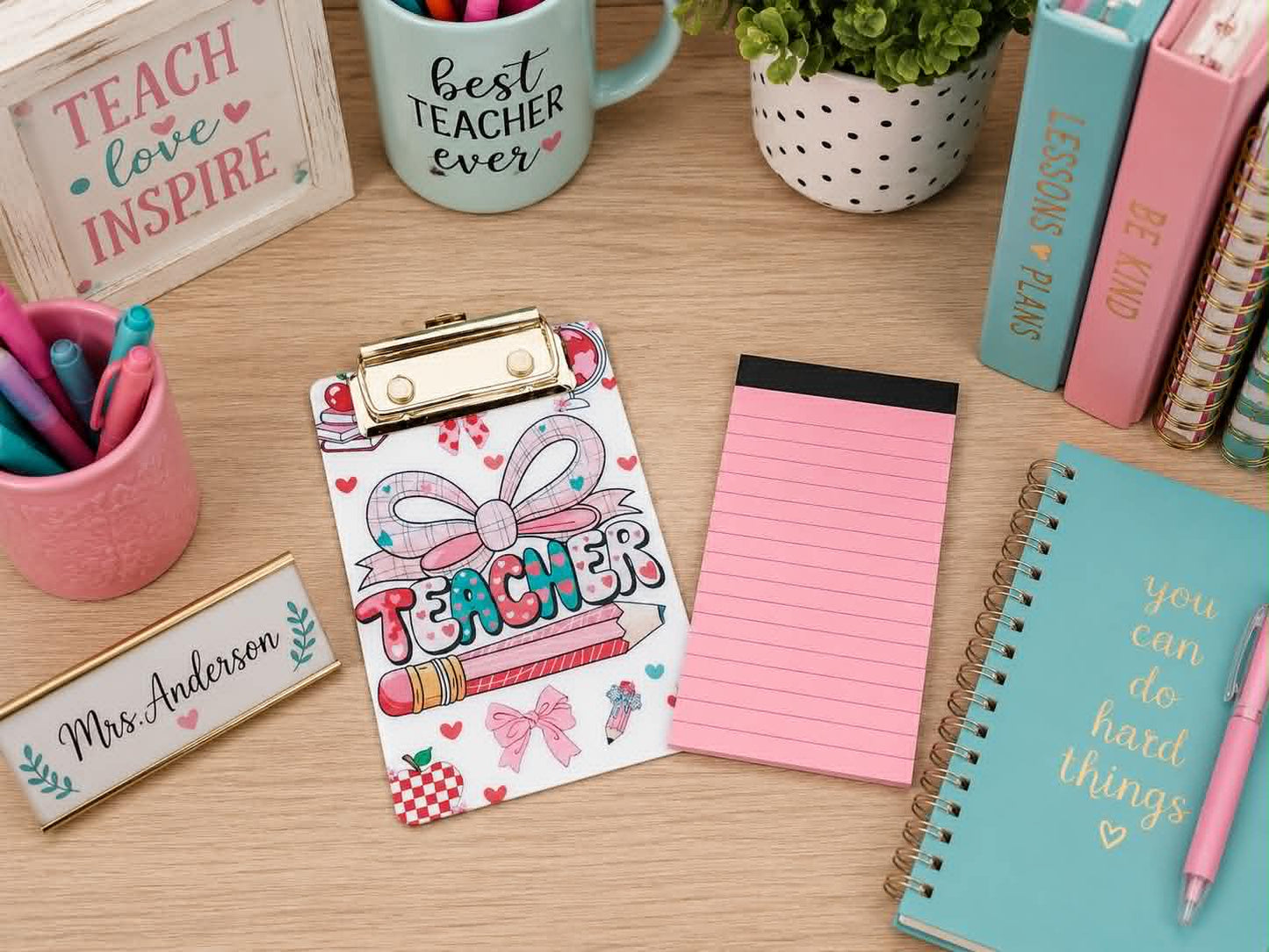 Teacher Acrylic Mini Clipboard with Notepad