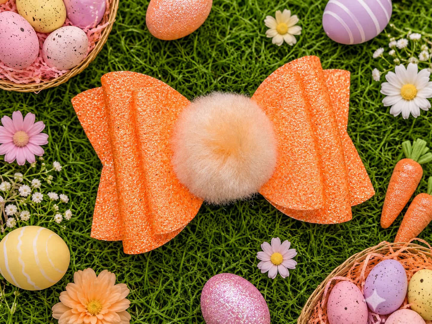 Glittery Orange Puff Hairbow