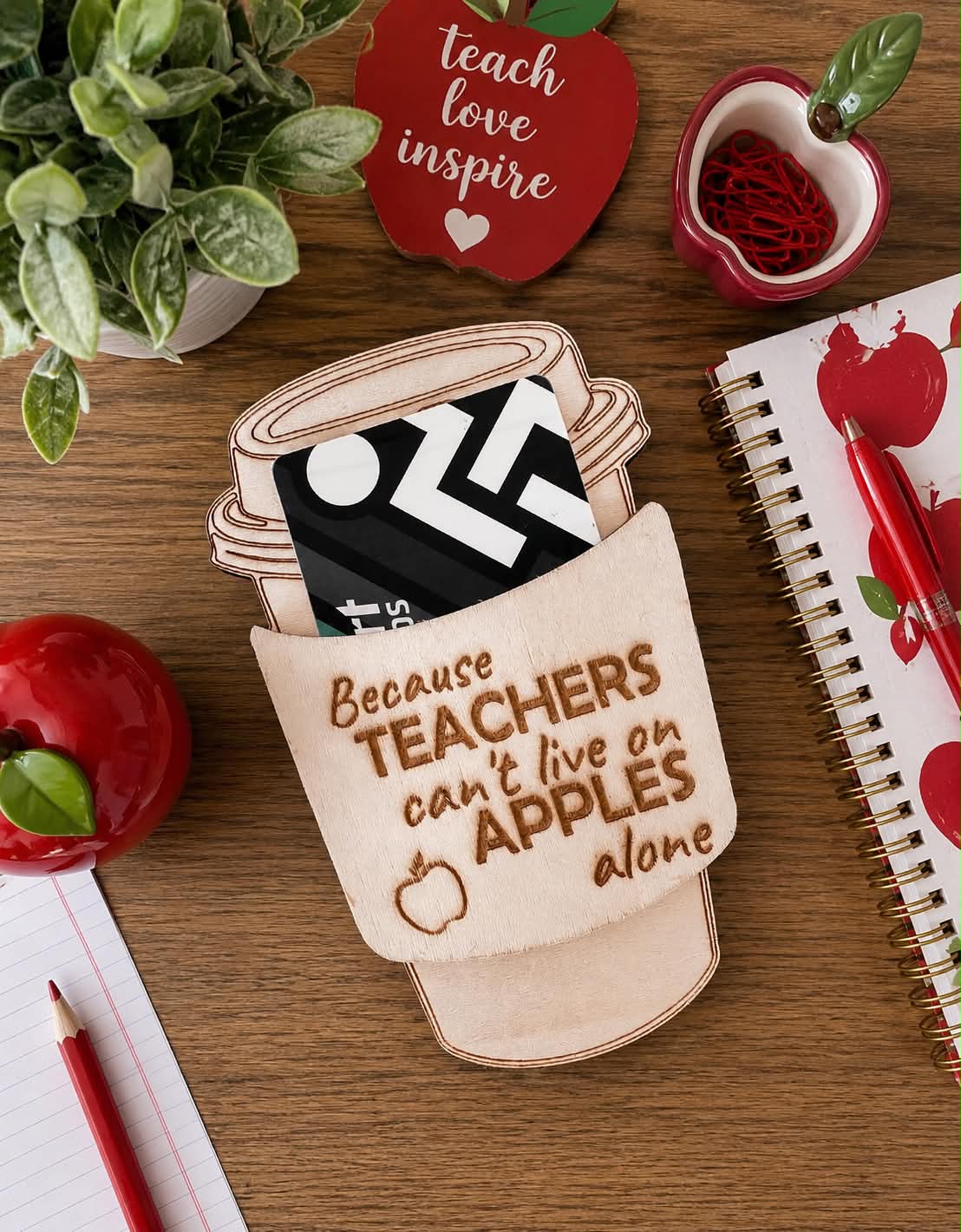 Engraved Teacher Gift Card Holder