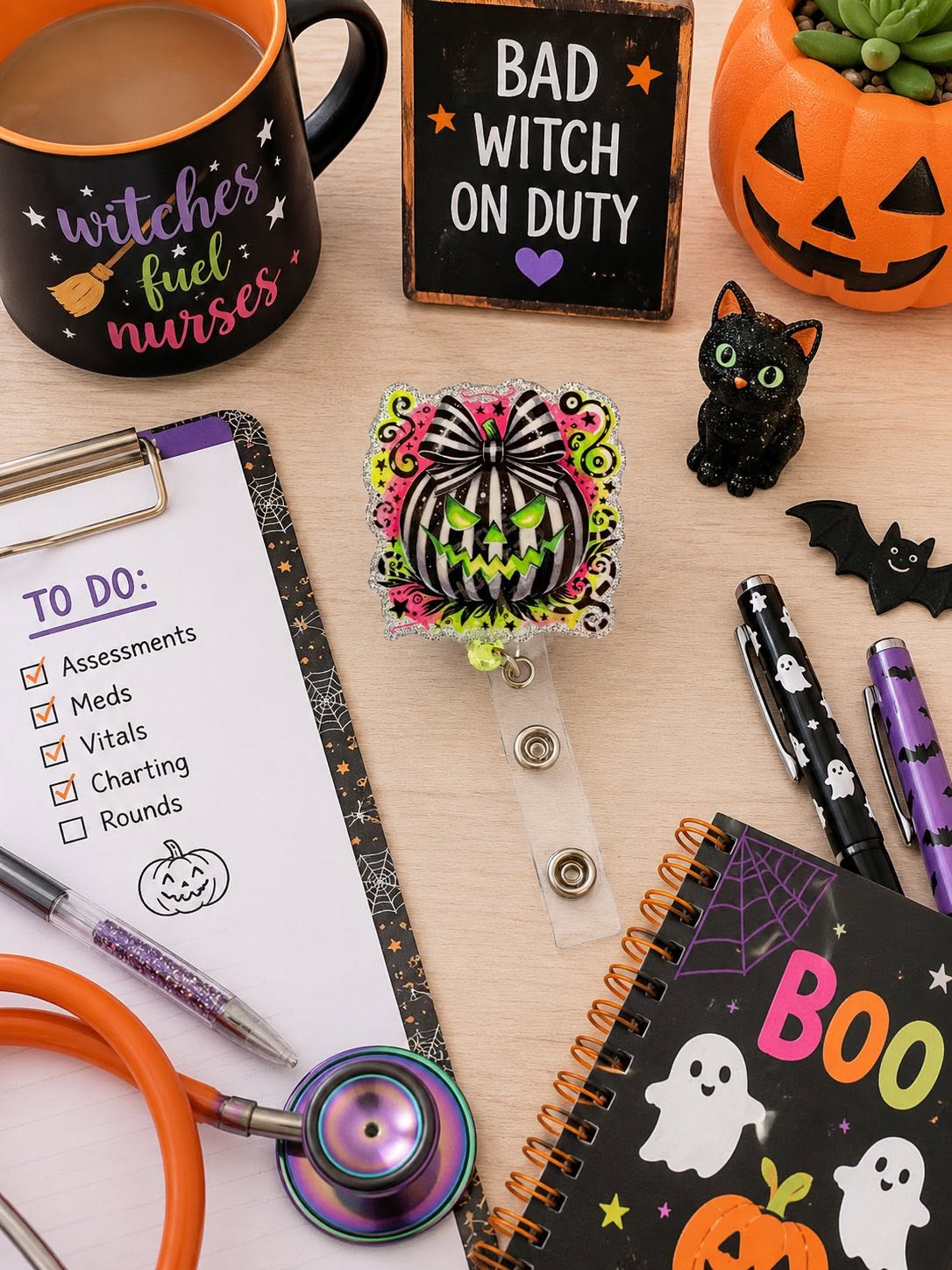Neon Jack O Lantern Badge Reel
