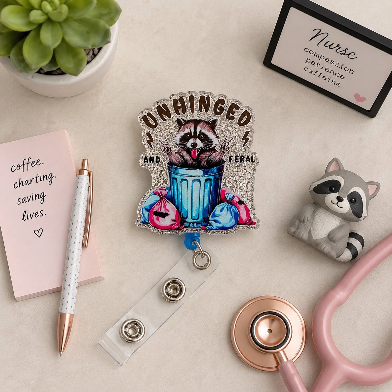 Trash Raccoon Badge Reel