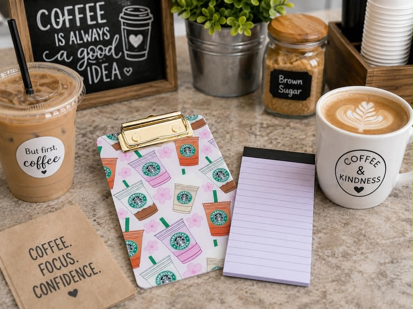 Starbucks Coffee Acrylic Mini Clipboard with Notepad