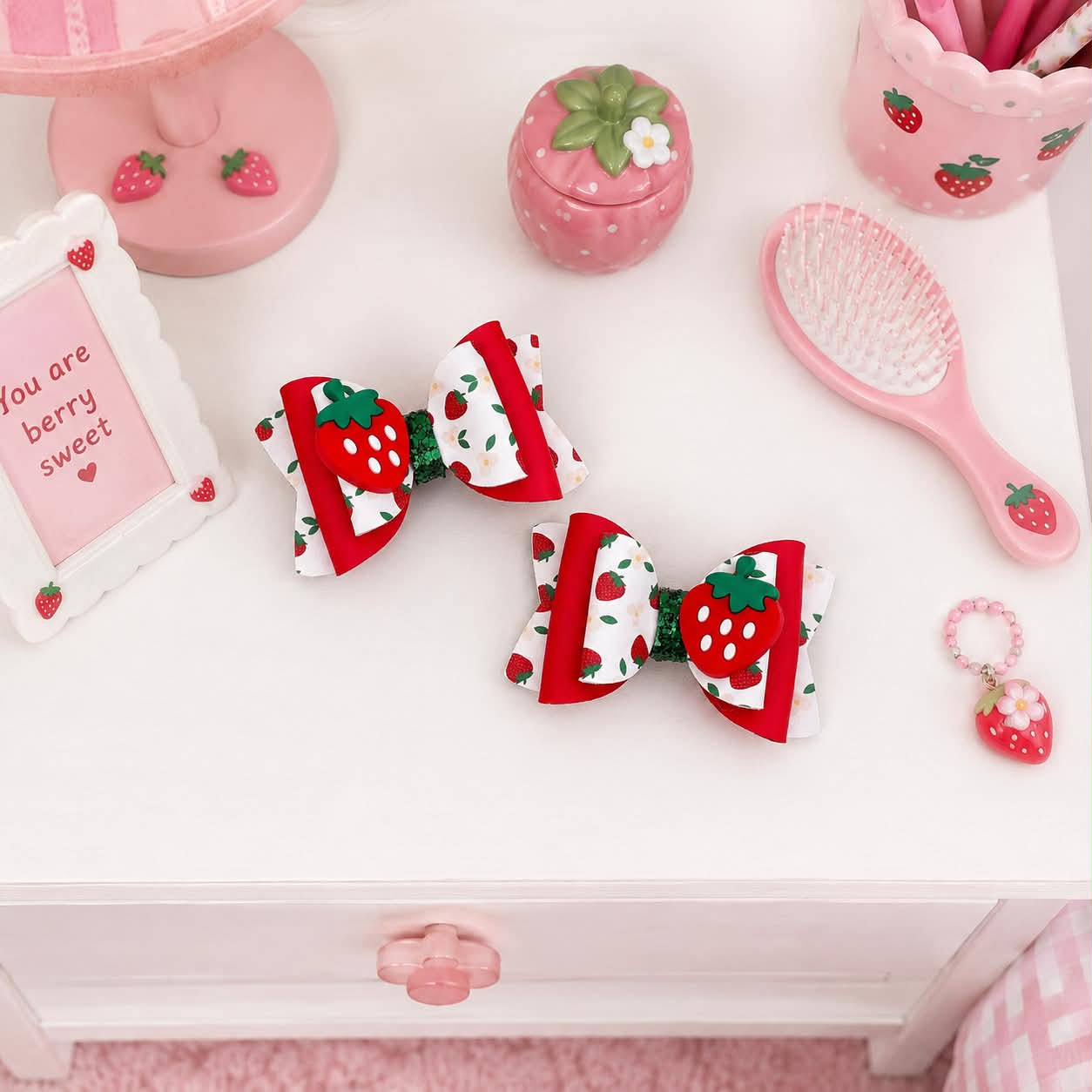 Stawberry Hairbow Piggies Set