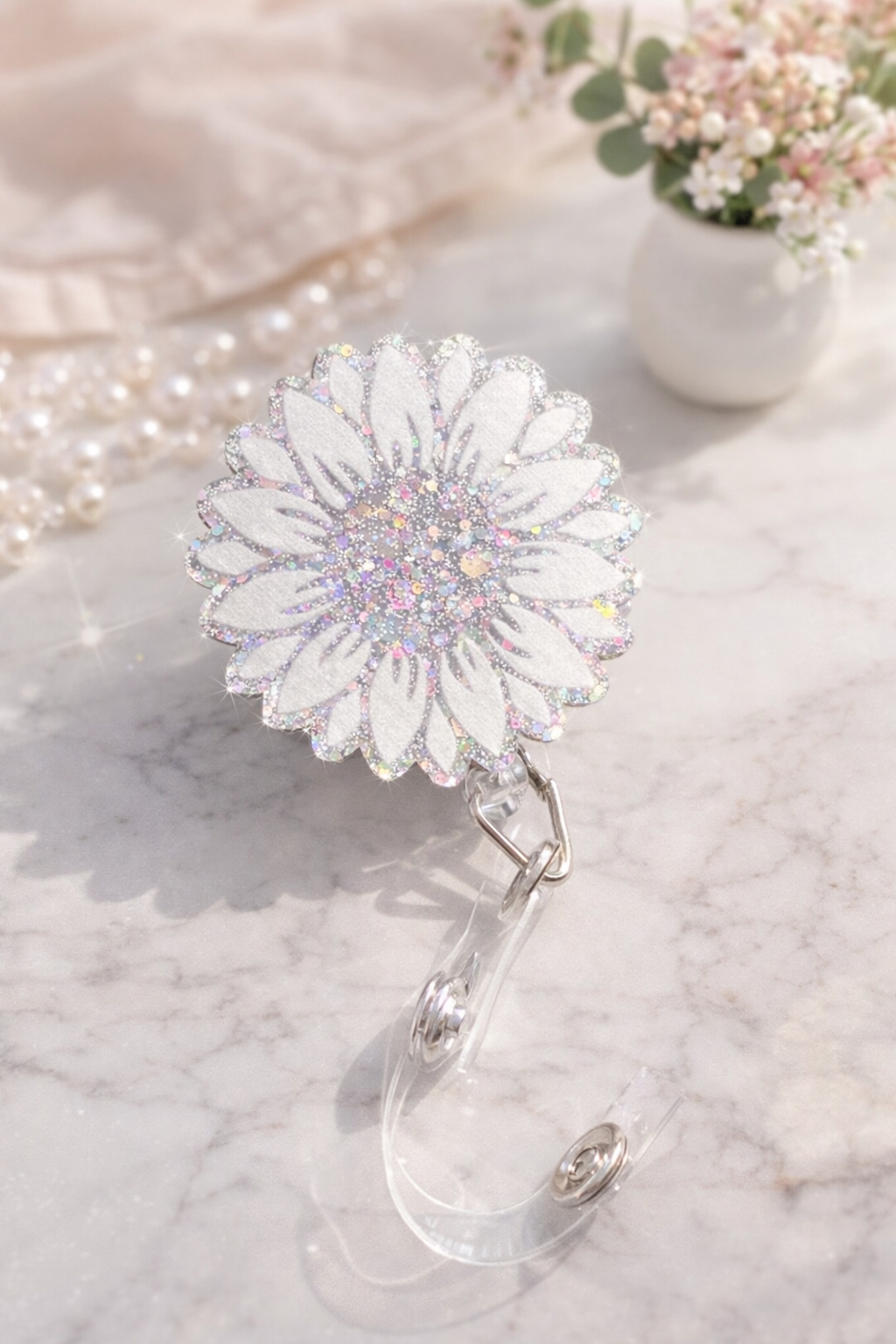Glittery Sunflower Badge Reel