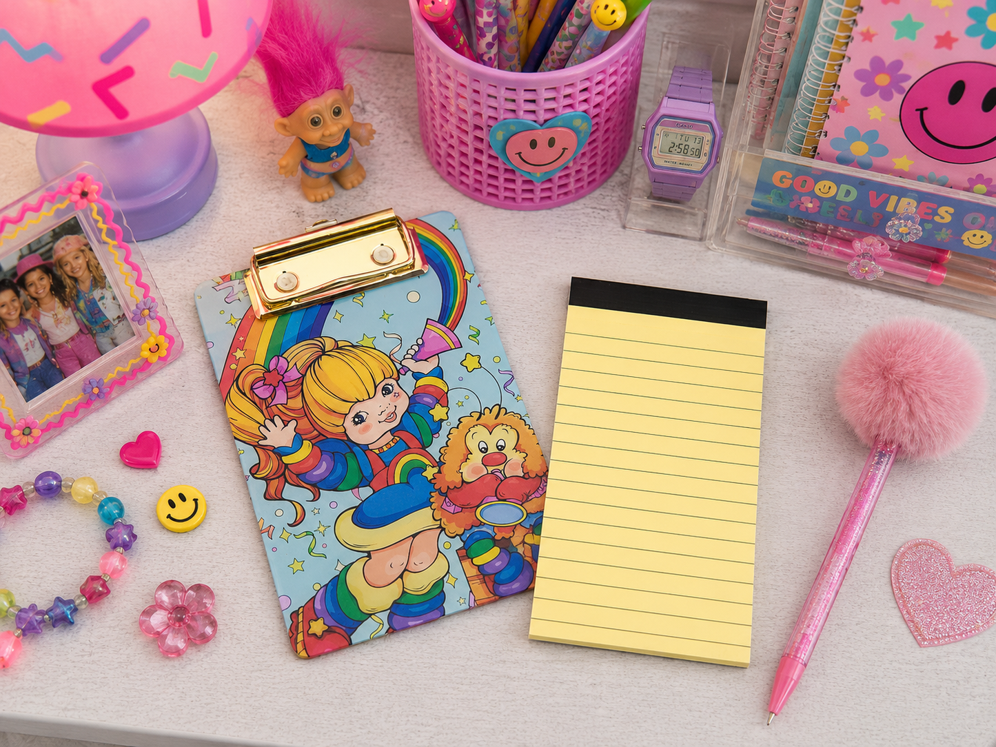 Rainbow Brite Acrylic Mini Clipboard with Notepad