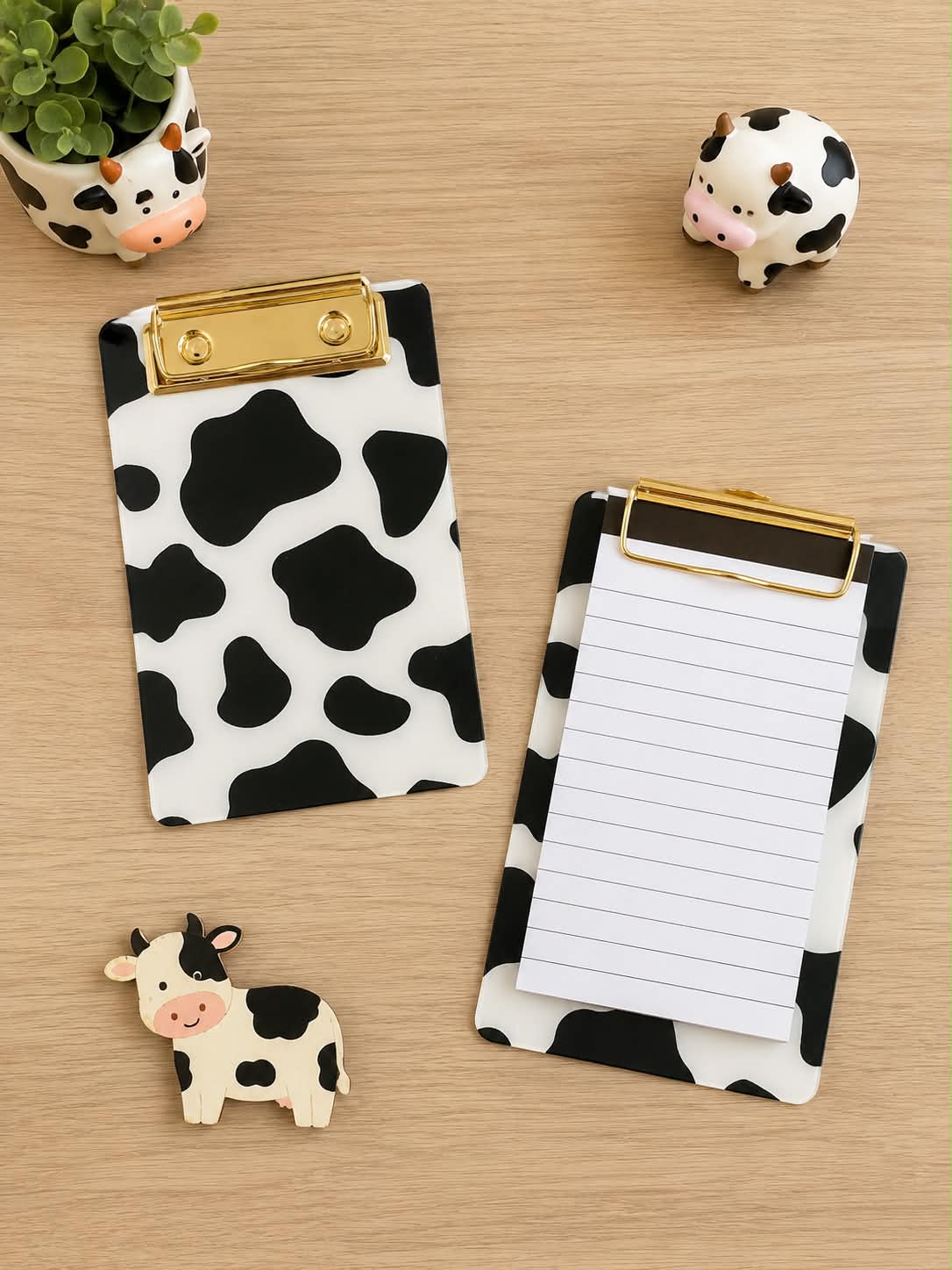 Cow Print Acrylic Clipboard with Notepad