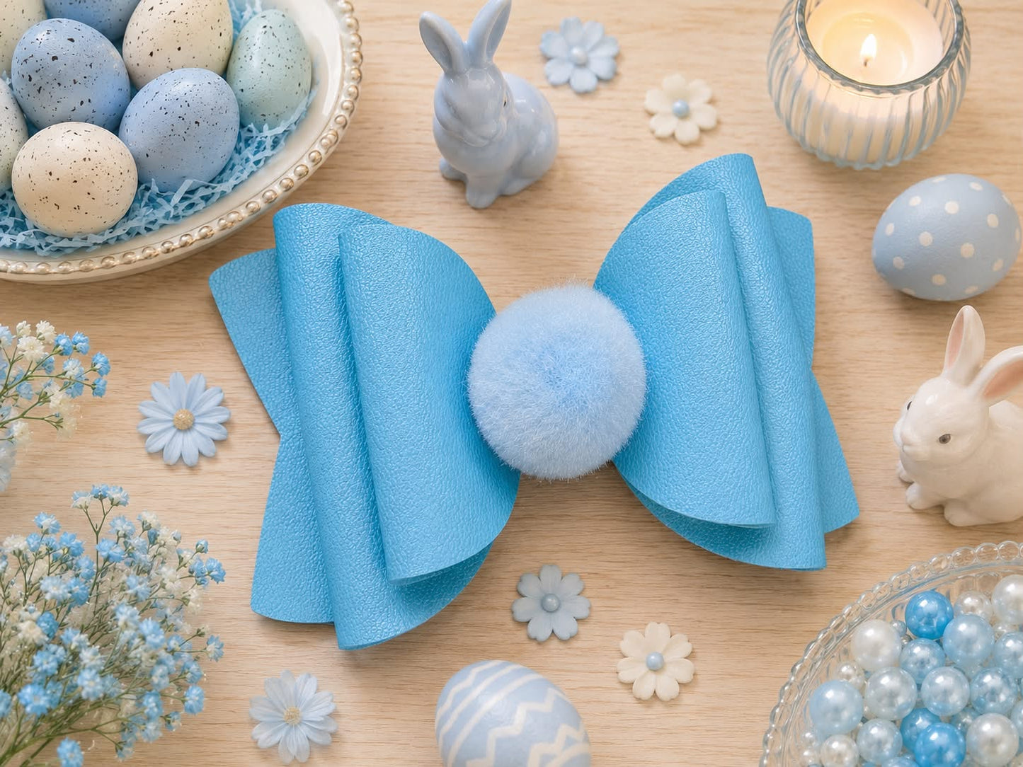 Sky Blue Puff Hairbow