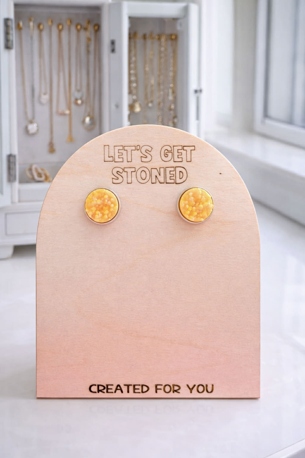 Sunflower Yellow Druzy Studs