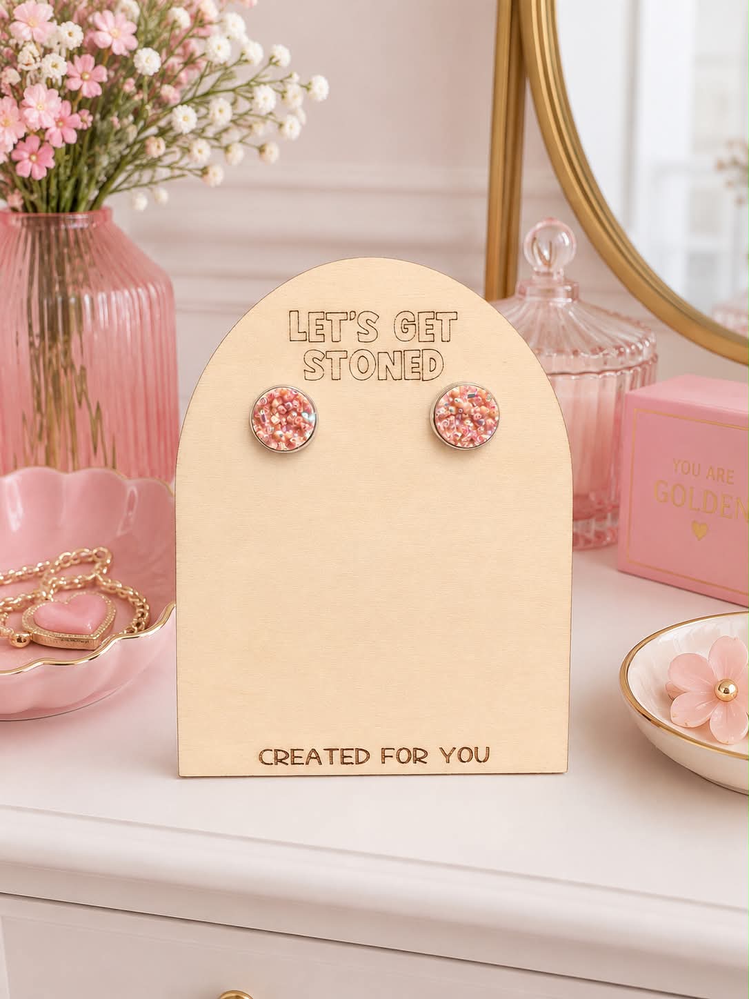 Blush Rose Druzy Studs