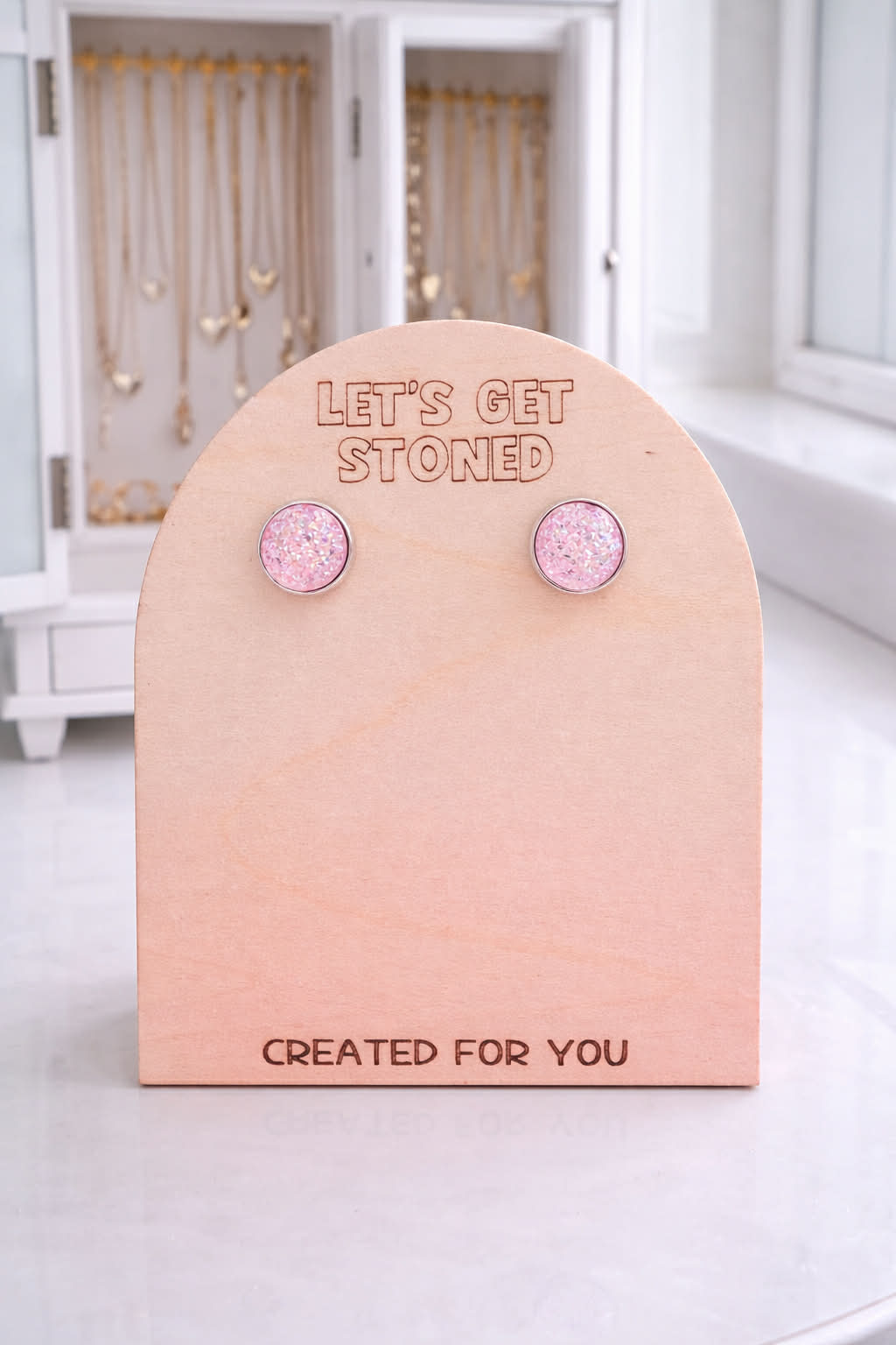 Baby Pink Druzy Studs