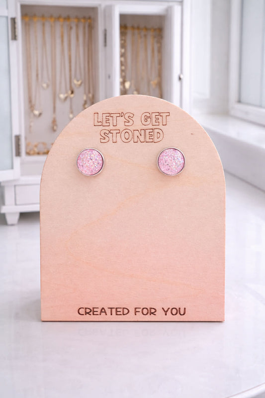 Baby Pink Druzy Studs