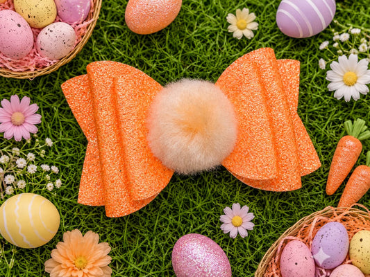 Glittery Orange Puff Hairbow