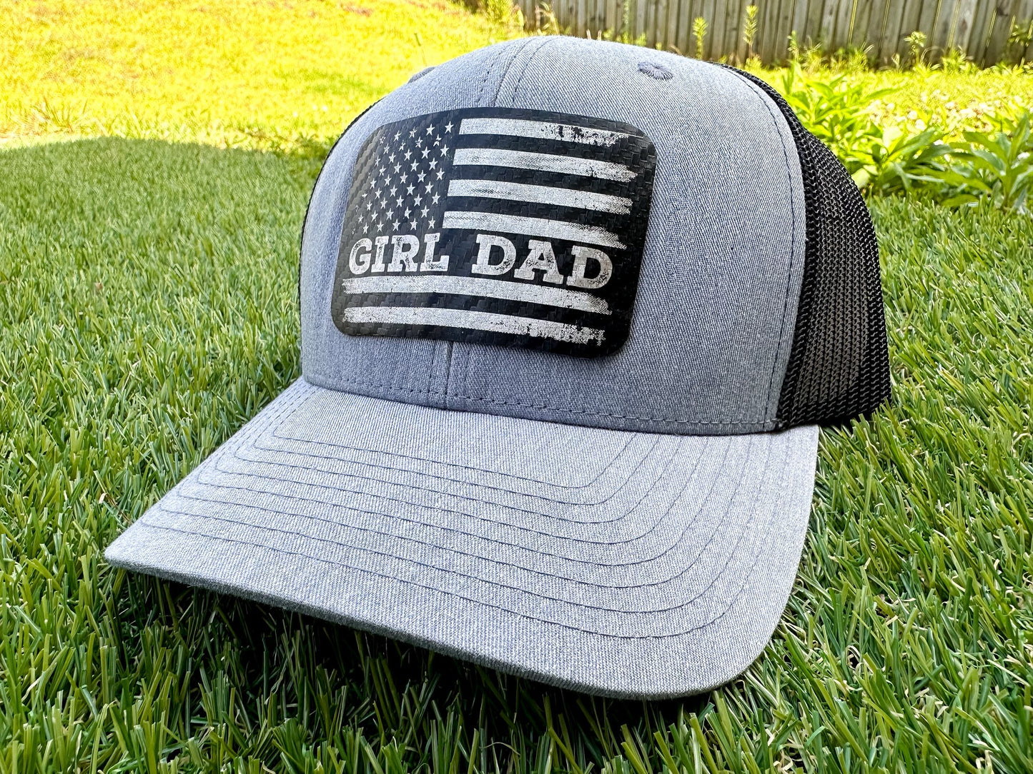 Men's Leather Engraved Patch Trucker Hat