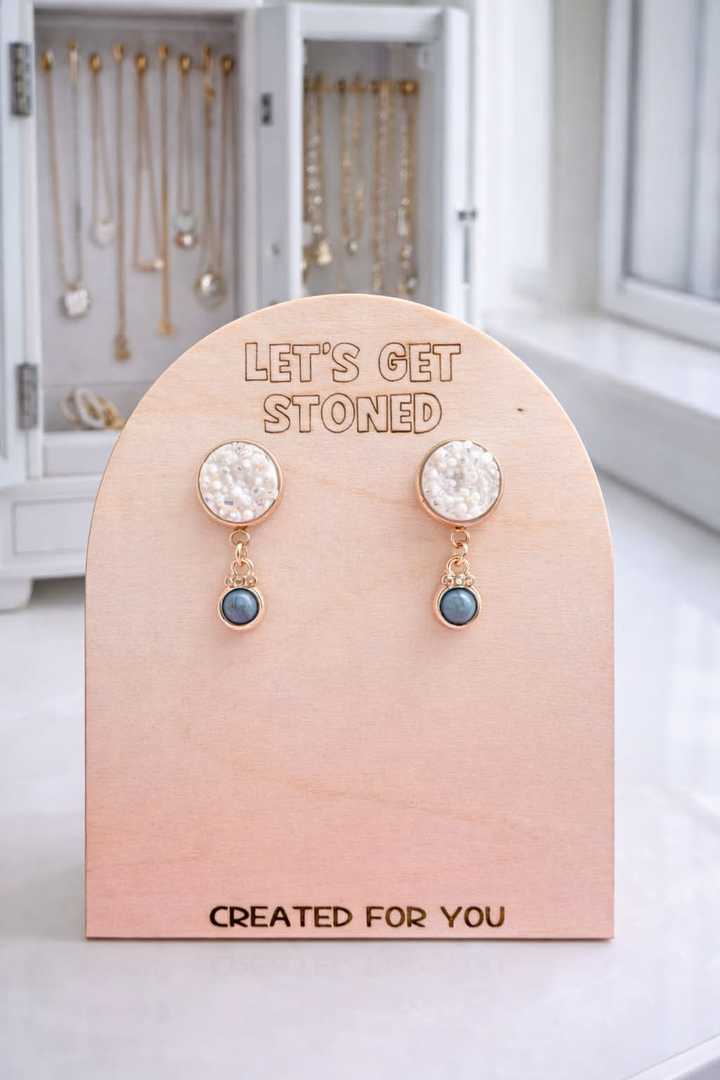 Night Pearl Druzy Dangles