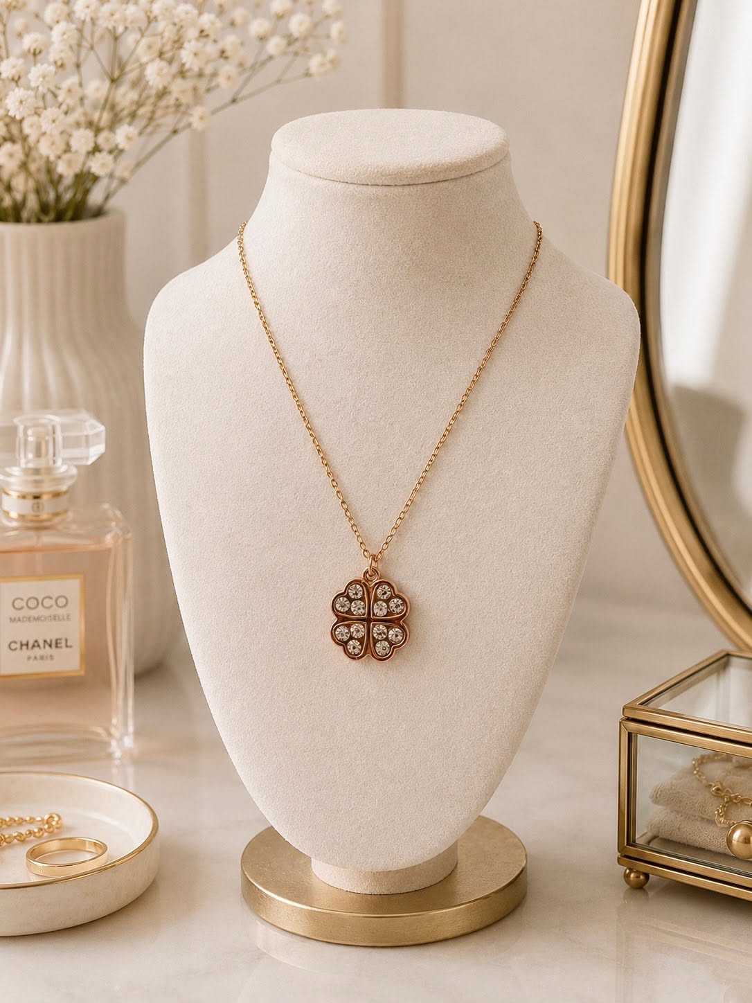 Crystal Clover Pendant Necklace