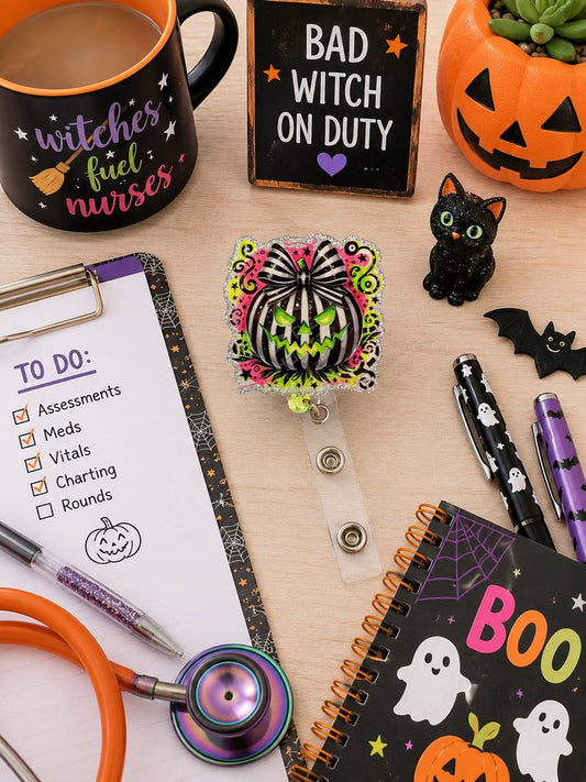 Neon Jack O Lantern Badge Reel