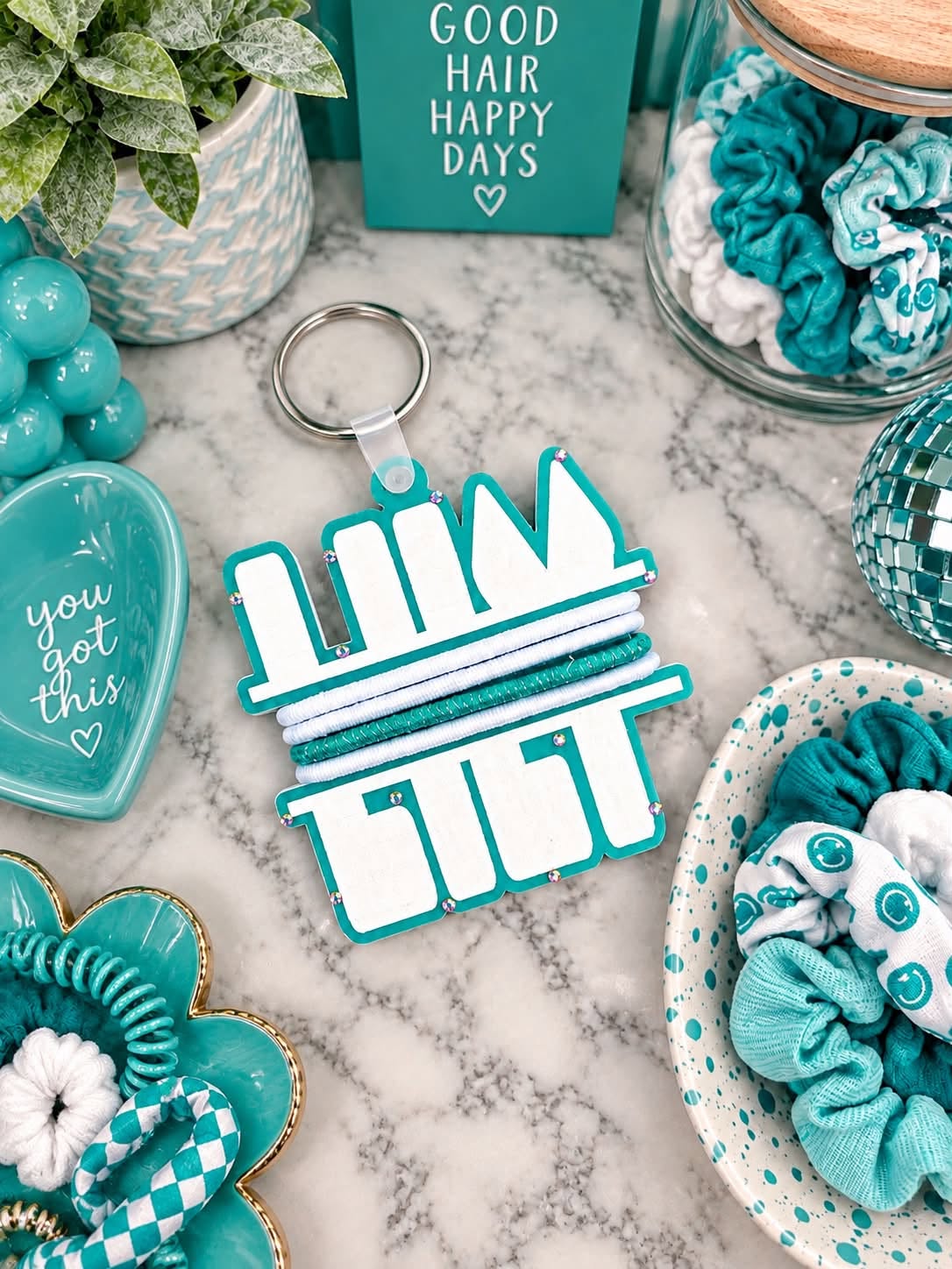 Acrylic Hair Tie Holder Keychain (3 designs)