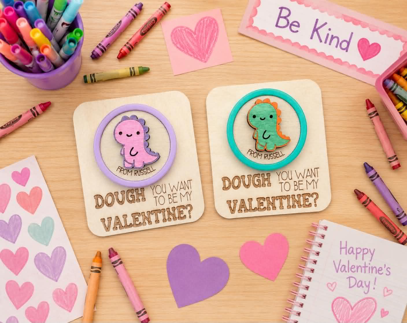 Dino Themed Valentines Day Playdo Stamp