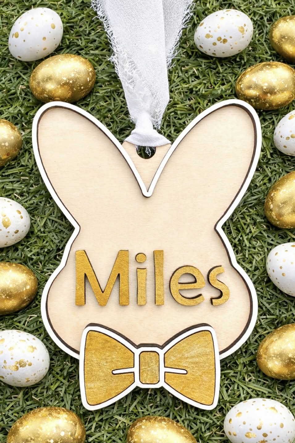 Bunny Head With Bowtie Easter Tag