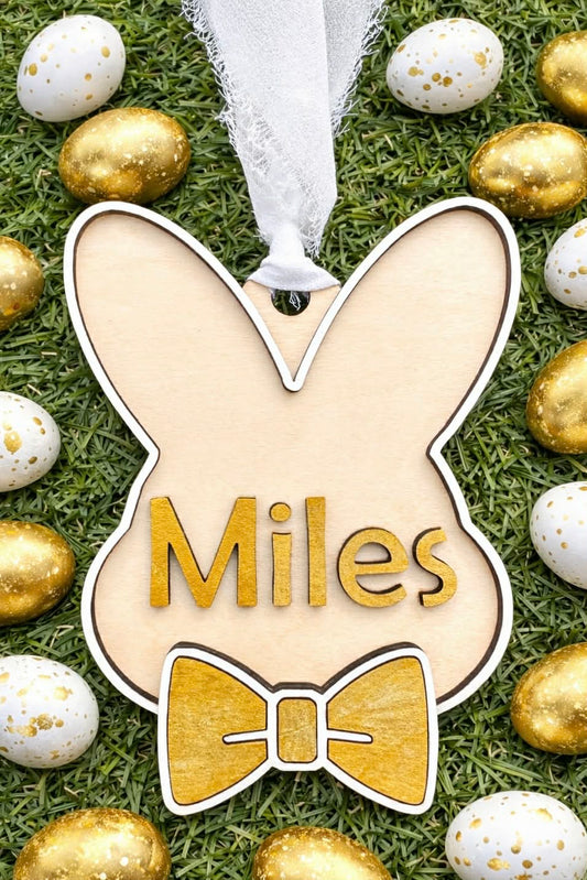 Bunny Head With Bowtie Easter Tag