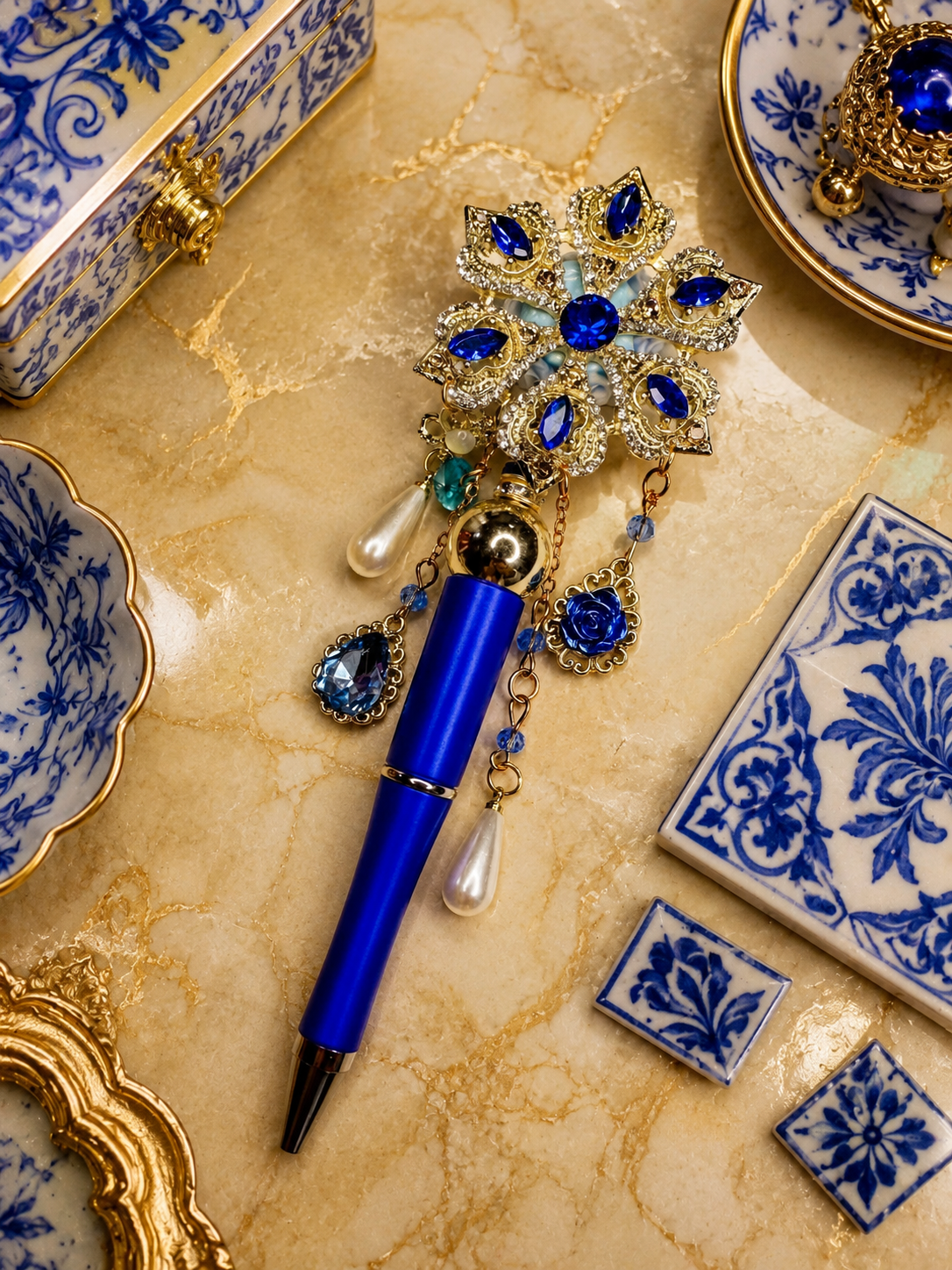 Sapphire Gold Fancy Pen