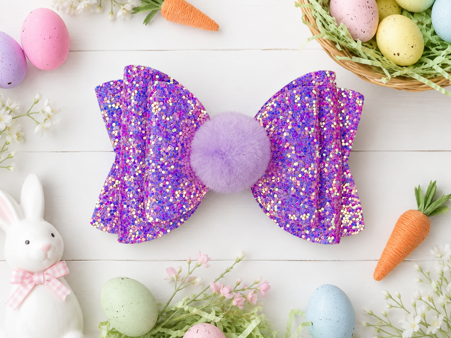 Purple Glitter Puff Hairbow