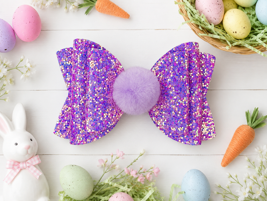 Purple Glitter Puff Hairbow