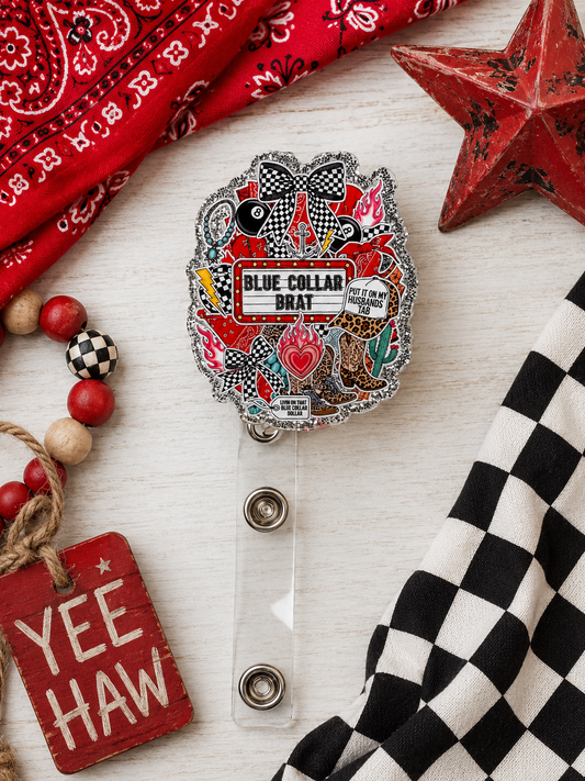 Blue Collar Brat Badge Reel