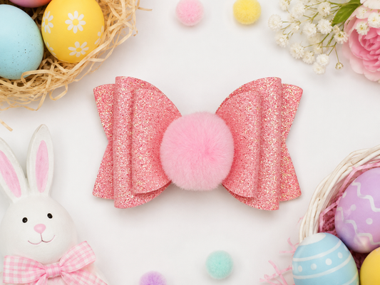 Pink Glitter Puff Hairbow