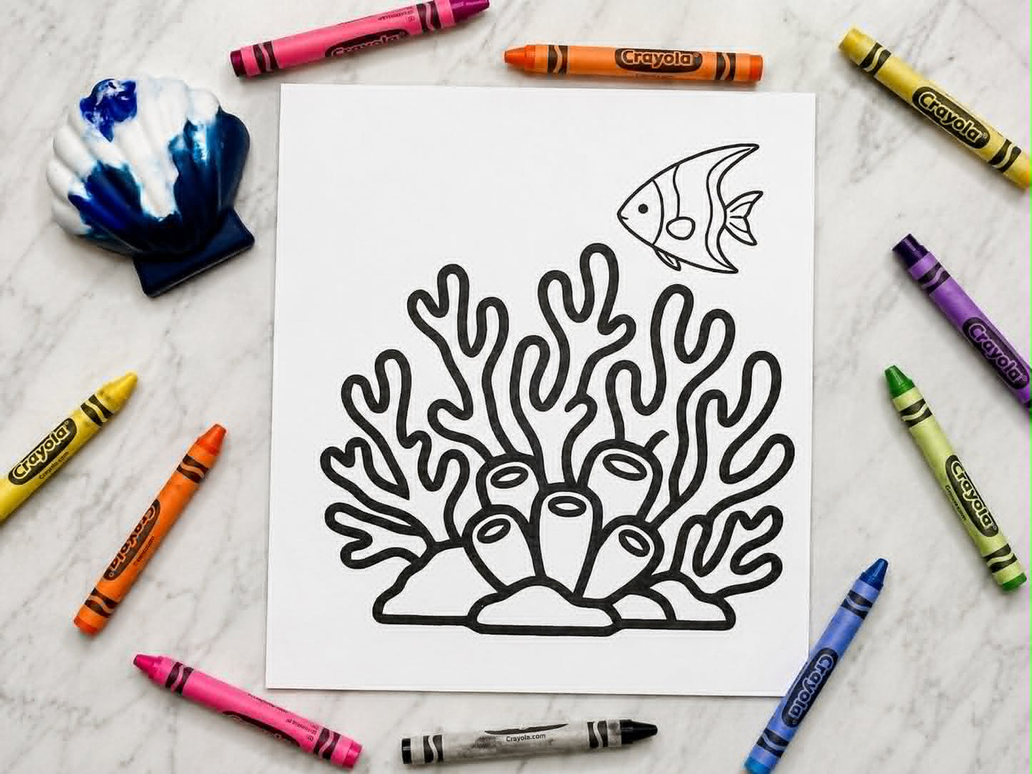 Beach Themed Coloring Page & Crayon Set