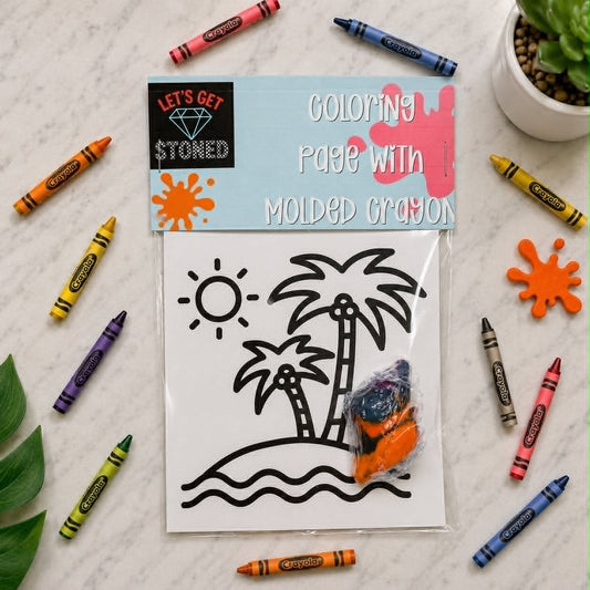 Beach Themed Coloring Page & Crayon Set