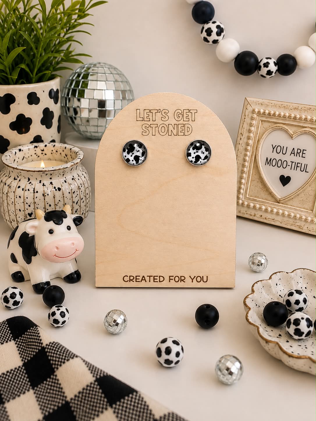 Cow Print Studs