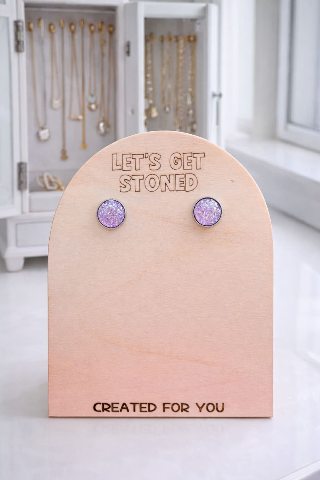 Lilac Druzy Studs