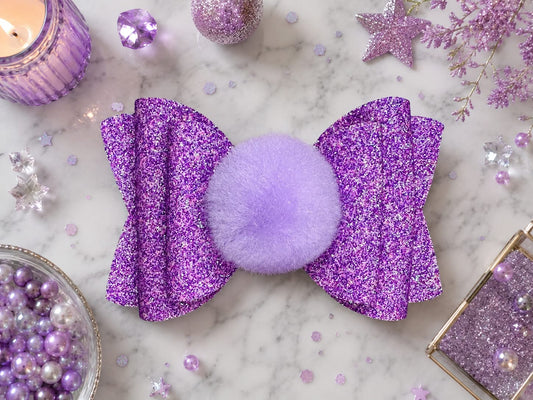 Glittery Purple Puff Hairbow
