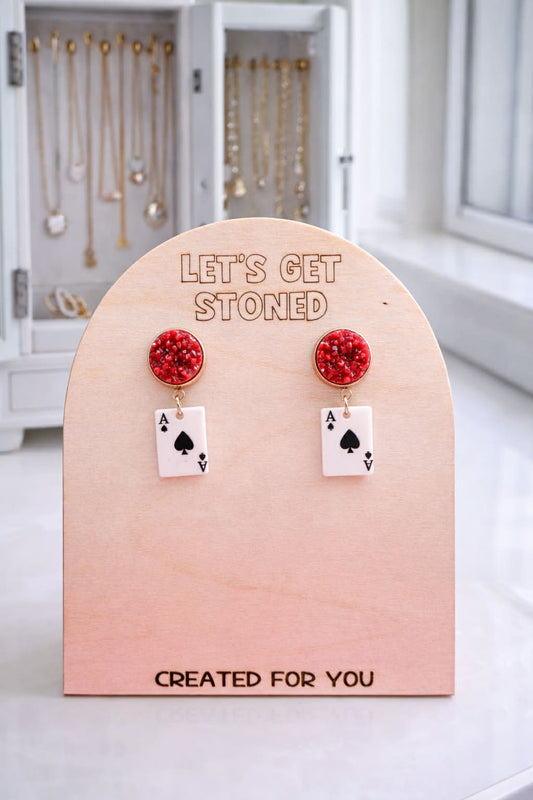 Ace Of Spades Druzy Dangles